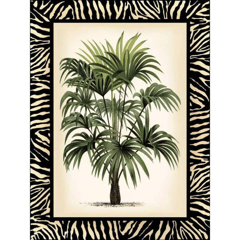 Small Palm in Zebra Border I White Modern Wood Framed Art Print by Vision Studio