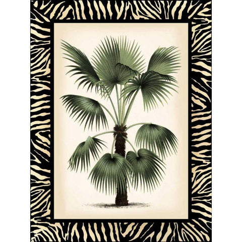 Small Palm in Zebra Border II Black Modern Wood Framed Art Print by Vision Studio
