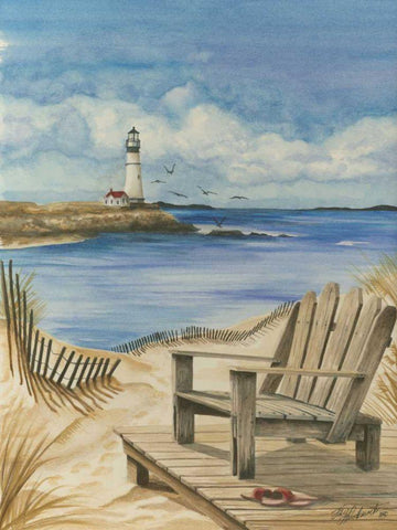 Lighthouse View I White Modern Wood Framed Art Print with Double Matting by Throckmorton, Jay