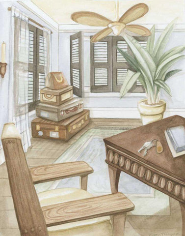 Grand Hotel Vignette I Black Ornate Wood Framed Art Print with Double Matting by Meagher, Megan