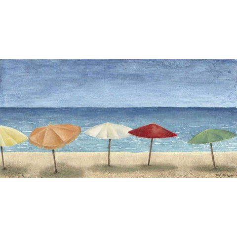 Ocean Umbrellas I Gold Ornate Wood Framed Art Print with Double Matting by Meagher, Megan