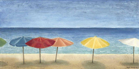 Ocean Umbrellas II Black Ornate Wood Framed Art Print with Double Matting by Meagher, Megan
