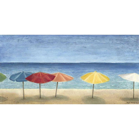 Ocean Umbrellas II Gold Ornate Wood Framed Art Print with Double Matting by Meagher, Megan