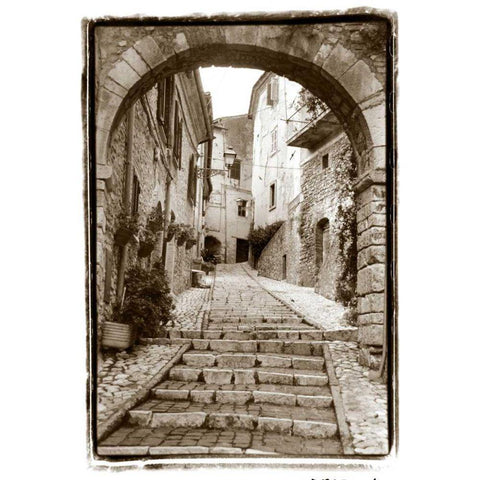 Village Passageway Black Modern Wood Framed Art Print with Double Matting by DeNardo, Laura