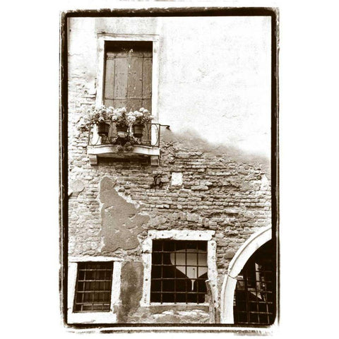 Balcony Flowers Black Modern Wood Framed Art Print by DeNardo, Laura