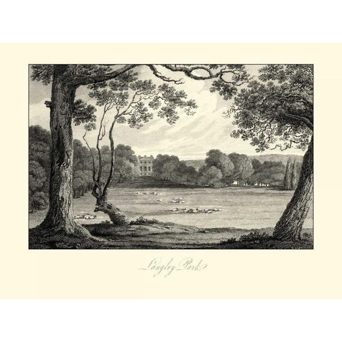 View of Langley Park Black Modern Wood Framed Art Print by Hakewill, James