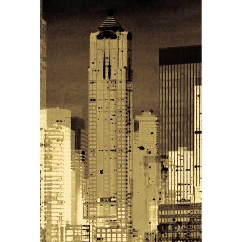 Nightline II Gold Ornate Wood Framed Art Print with Double Matting by Burghardt, James