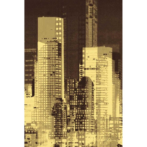 Nightline III Gold Ornate Wood Framed Art Print with Double Matting by Burghardt, James