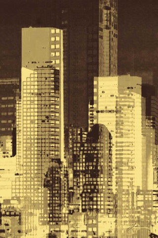 Nightline III Black Ornate Wood Framed Art Print with Double Matting by Burghardt, James