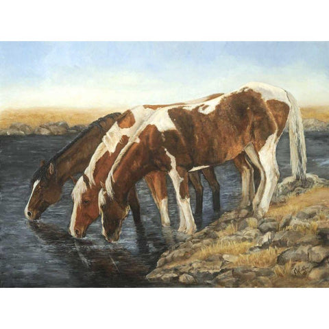 Tres Caballos Black Modern Wood Framed Art Print with Double Matting by Winkler, Kathy