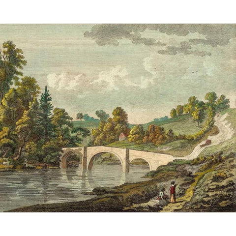 Bridge near Clerk Castle Black Modern Wood Framed Art Print with Double Matting by Sandby, P.