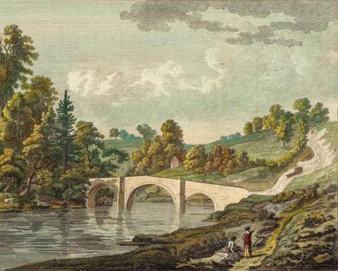 Bridge near Clerk Castle Black Ornate Wood Framed Art Print with Double Matting by Sandby, P.