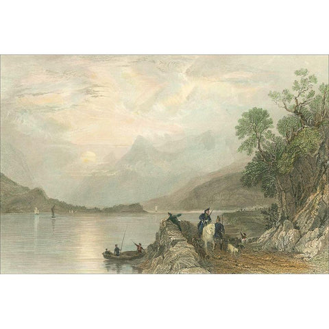 Pastoral Riverscape III Gold Ornate Wood Framed Art Print with Double Matting by Bartlett, William H.