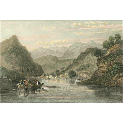 Pastoral Riverscape VI Gold Ornate Wood Framed Art Print with Double Matting by Bartlett, William H.