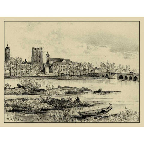 Riverside Estate I Black Modern Wood Framed Art Print with Double Matting by Robida, A.