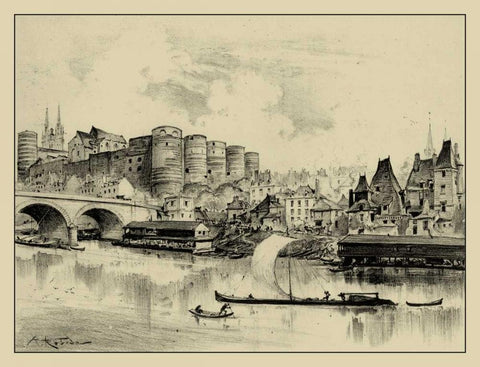 Riverside Estate II Black Ornate Wood Framed Art Print with Double Matting by Robida, A.