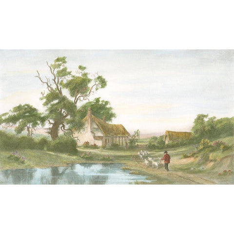 When Evening Shadows Fall White Modern Wood Framed Art Print by Walker, Henry G.