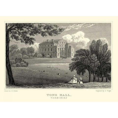 Tong Hall Gold Ornate Wood Framed Art Print with Double Matting by Neale, J.P.