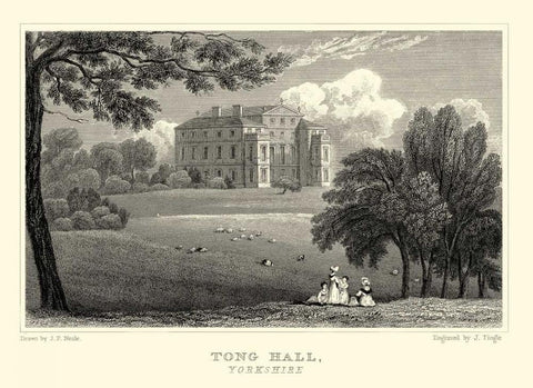 Tong Hall Black Ornate Wood Framed Art Print with Double Matting by Neale, J.P.