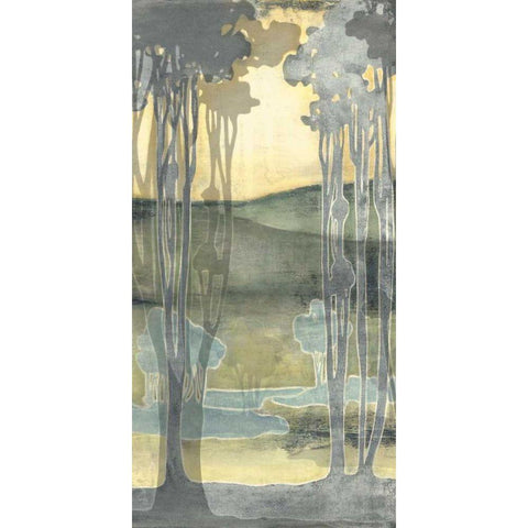 Small Nouveau Landscape I Gold Ornate Wood Framed Art Print with Double Matting by Goldberger, Jennifer