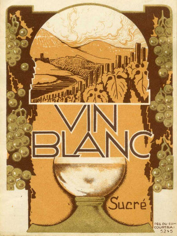 Vin Blanc Black Ornate Wood Framed Art Print with Double Matting by Unknown