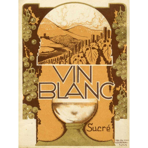 Vin Blanc Black Modern Wood Framed Art Print with Double Matting by Unknown