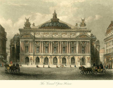 The Grand Opera House, Paris Black Ornate Wood Framed Art Print with Double Matting by Allom, T.