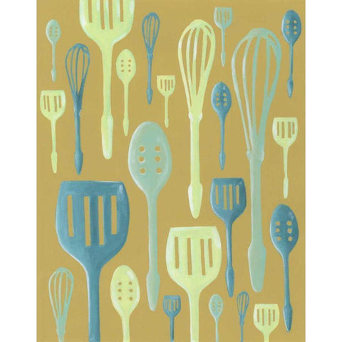 Spring Cutlery I Black Modern Wood Framed Art Print with Double Matting by Lam, Vanna