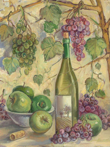 Wine with Apples White Modern Wood Framed Art Print with Double Matting by Kasun, Theresa