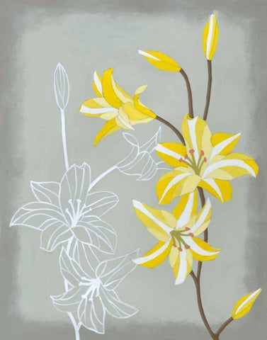 Floral Echo II White Modern Wood Framed Art Print with Double Matting by Lam, Vanna