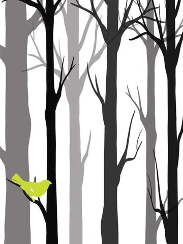 Forest Silhouette I White Modern Wood Framed Art Print with Double Matting by Vess, June Erica