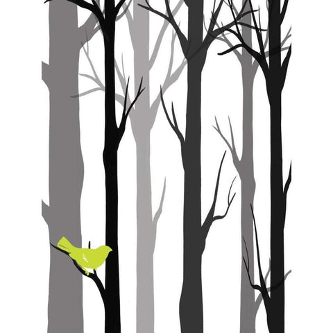 Forest Silhouette I Black Modern Wood Framed Art Print with Double Matting by Vess, June Erica