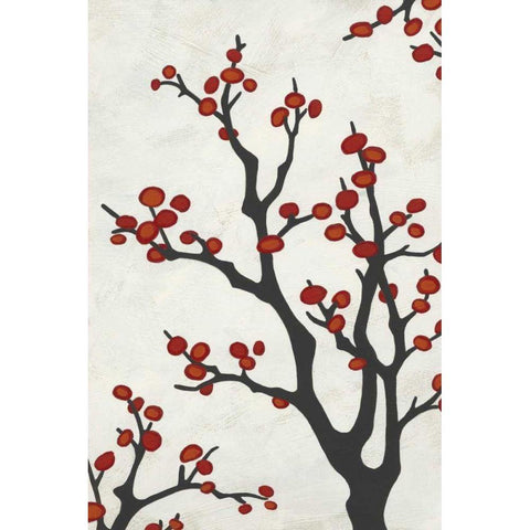 Red Berry Branch II Gold Ornate Wood Framed Art Print with Double Matting by Vess, June Erica