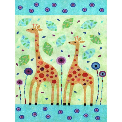 Giraffe Pair Black Modern Wood Framed Art Print by Conway, Kim