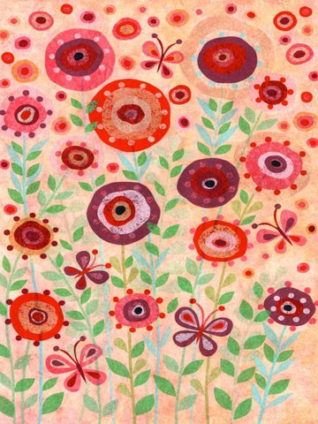 Flower Flight White Modern Wood Framed Art Print with Double Matting by Conway, Kim