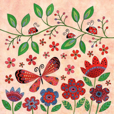 Garden Day Black Modern Wood Framed Art Print with Double Matting by Conway, Kim