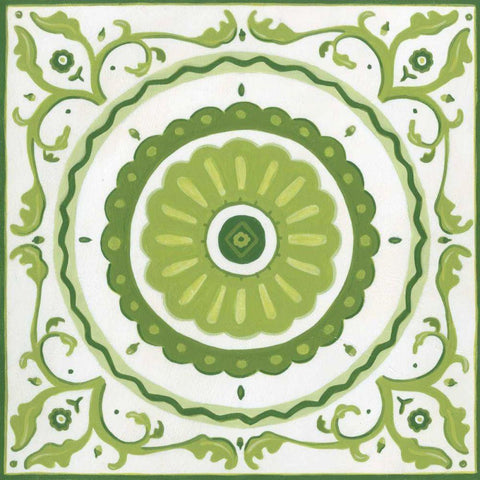 Folk Tile II White Modern Wood Framed Art Print by Vess, June Erica