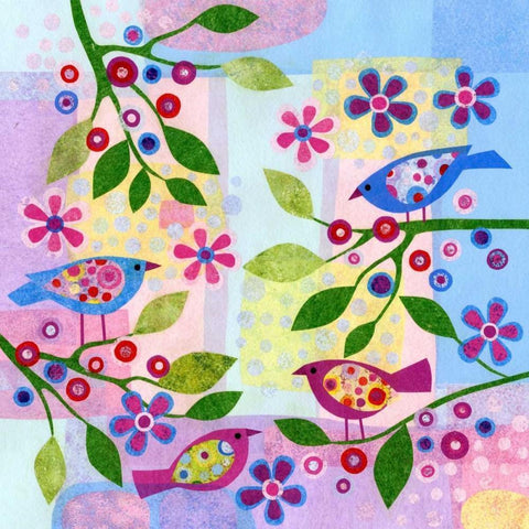 Bird Spots White Modern Wood Framed Art Print with Double Matting by Conway, Kim