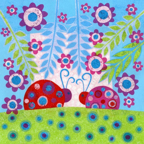 Ladybug Spots Black Modern Wood Framed Art Print by Conway, Kim