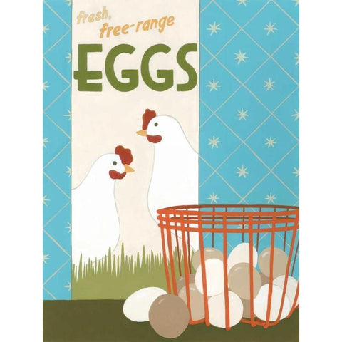 Free-Range Eggs White Modern Wood Framed Art Print by Vess, June Erica