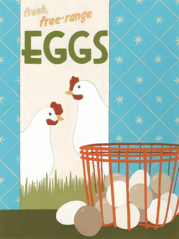 Free-Range Eggs White Modern Wood Framed Art Print with Double Matting by Vess, June Erica