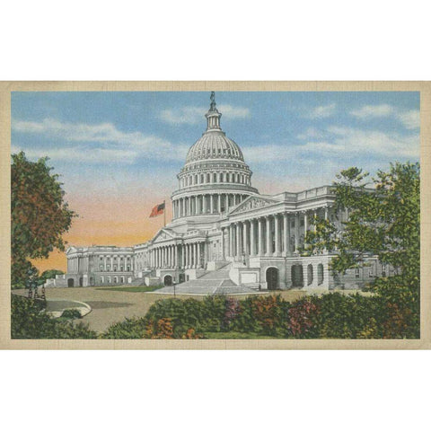 Capitol Building, Washington, D.C. Gold Ornate Wood Framed Art Print with Double Matting by Unknown