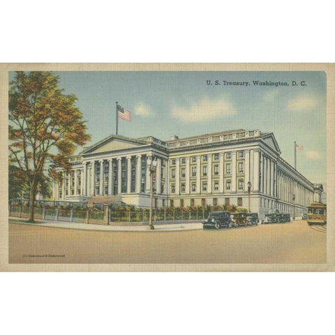 Treasury Building, Washington, D.C. Gold Ornate Wood Framed Art Print with Double Matting by Unknown