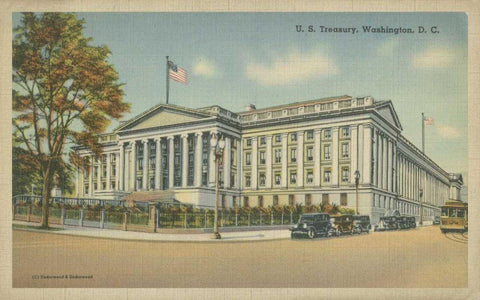 Treasury Building, Washington, D.C. Black Ornate Wood Framed Art Print with Double Matting by Unknown