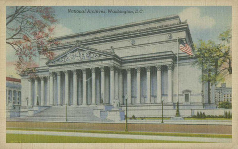 National Archives, Washington, D.C. White Modern Wood Framed Art Print with Double Matting by Unknown