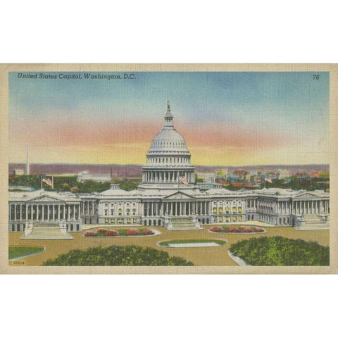 Capitol Panoramic, Washington, D.C. Black Modern Wood Framed Art Print with Double Matting by Unknown