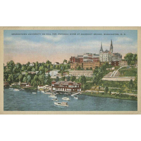 Georgetown from the Potomac River White Modern Wood Framed Art Print by Unknown