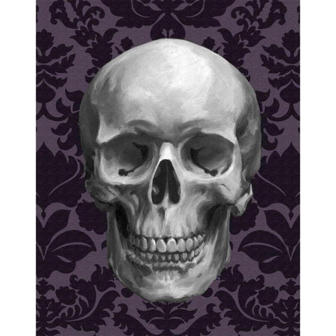 Skull on Damask Black Modern Wood Framed Art Print by Harper, Ethan