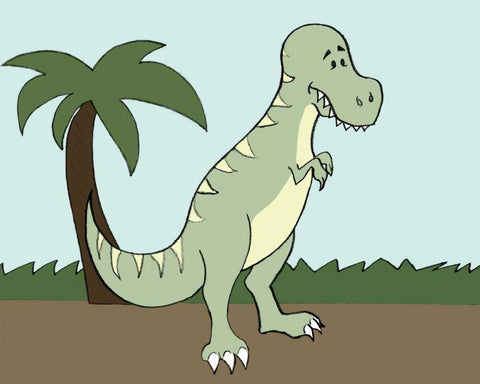 Prehistoric Playtime I White Modern Wood Framed Art Print with Double Matting by Ilosky, Pam