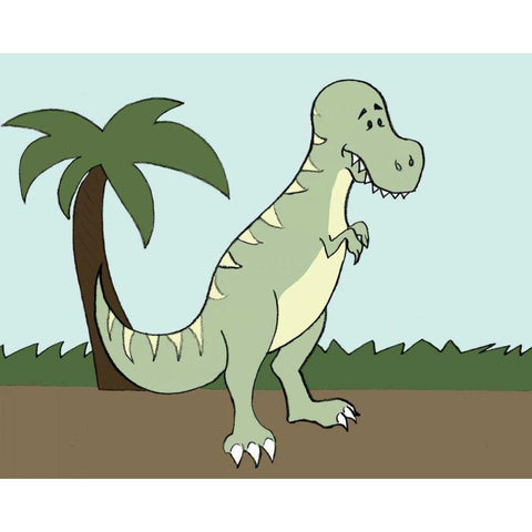 Prehistoric Playtime I Black Modern Wood Framed Art Print by Ilosky, Pam